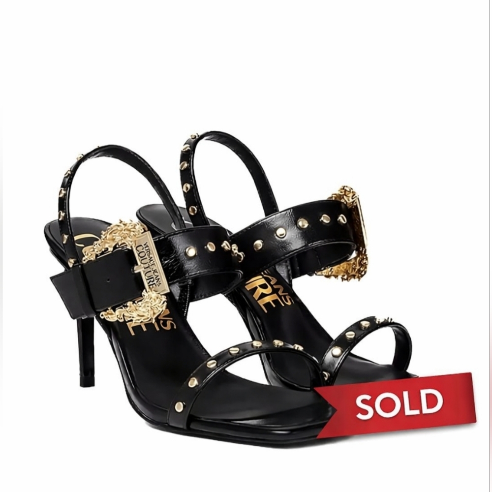 Authentic Versace Jeans Couture Black & Gold Heels US 8 / EU 39